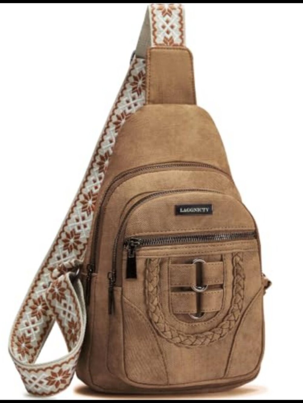 PU Leather Sling Crossbody Bag Women Medium Boho Purse Multi-Pocket Travel